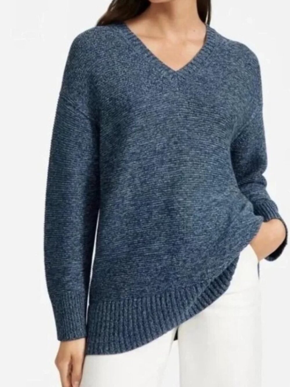 Everlane Blue Knit V-neck Sweater